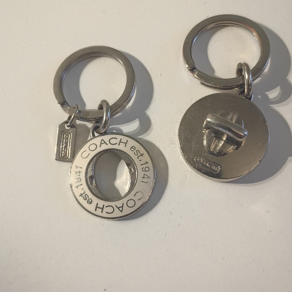 Coach Silver Circular Keychain Duo